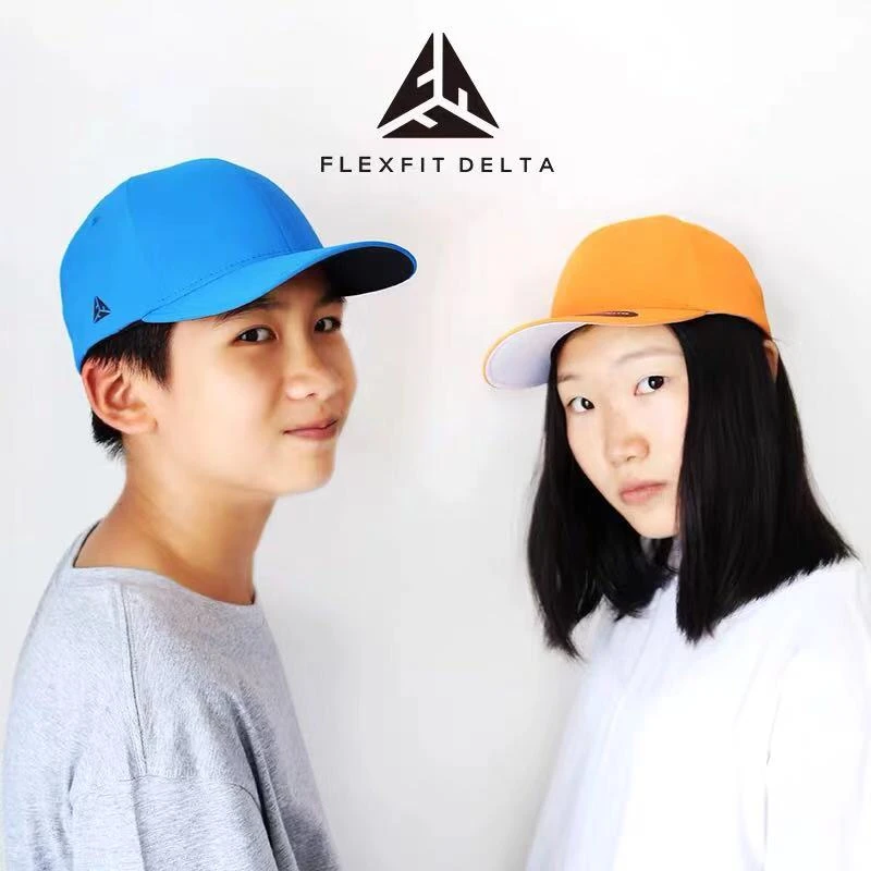 FLEXFIT夏季硬顶鸭舌帽小头围可调节高顶棒球帽青少年高尔夫球帽