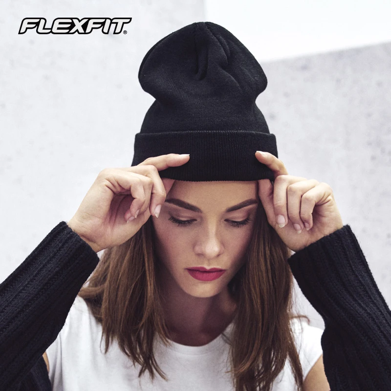 FLEXFIT毛线帽男潮牌针织帽女欧美潮牌秋冬百搭保暖加厚情侣冷帽