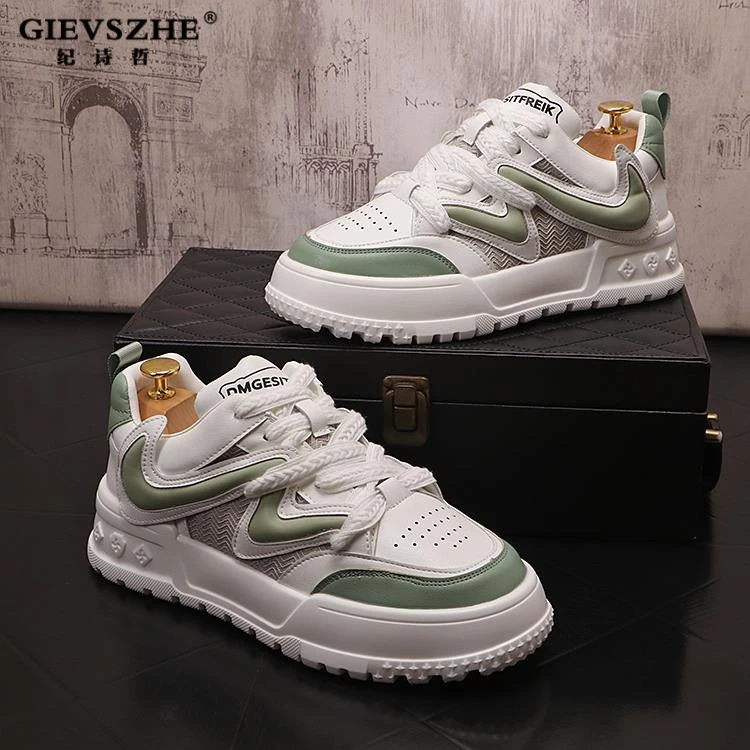 纪诗哲透气男鞋子夏季拼色小白鞋时尚休闲鞋潮流运动鞋一脚蹬板鞋