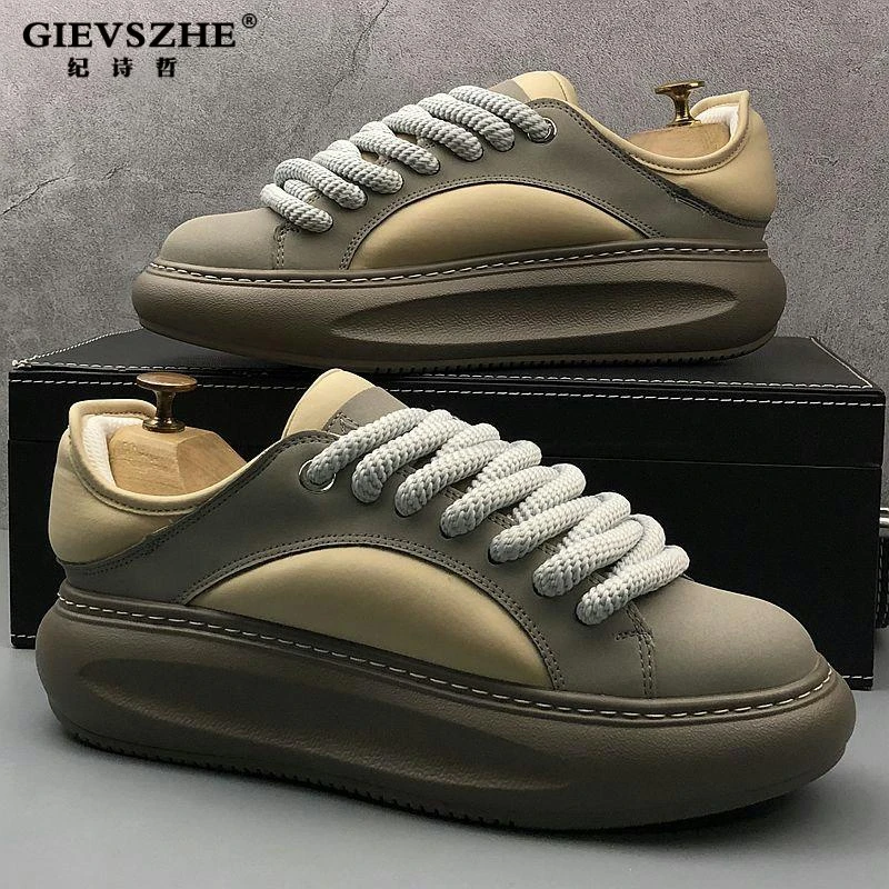 GIEVSZHE/纪诗哲欧洲站男鞋厚底小白鞋夏季舒适软底运动休闲鞋时