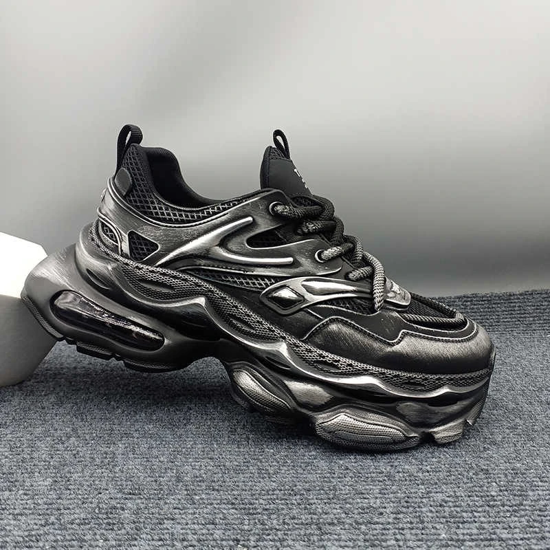 GIEVSZHE/纪诗哲老爹鞋男款夏季透气休闲运动鞋男黑色网面鞋男鞋