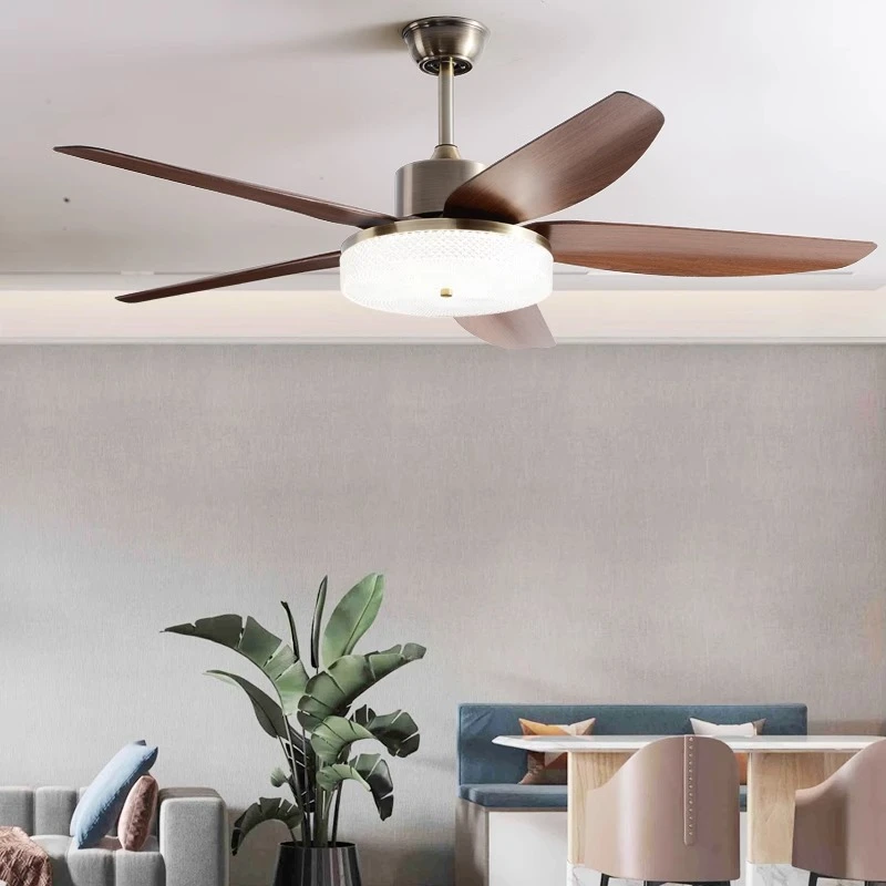 北欧轻奢客厅风扇灯 简约大风力餐厅卧室家用高亮静音变频吊扇灯