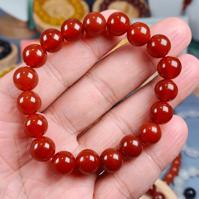 【闪购商品】玛瑙/玉髓手链未镶嵌战国红玛瑙手串10mm