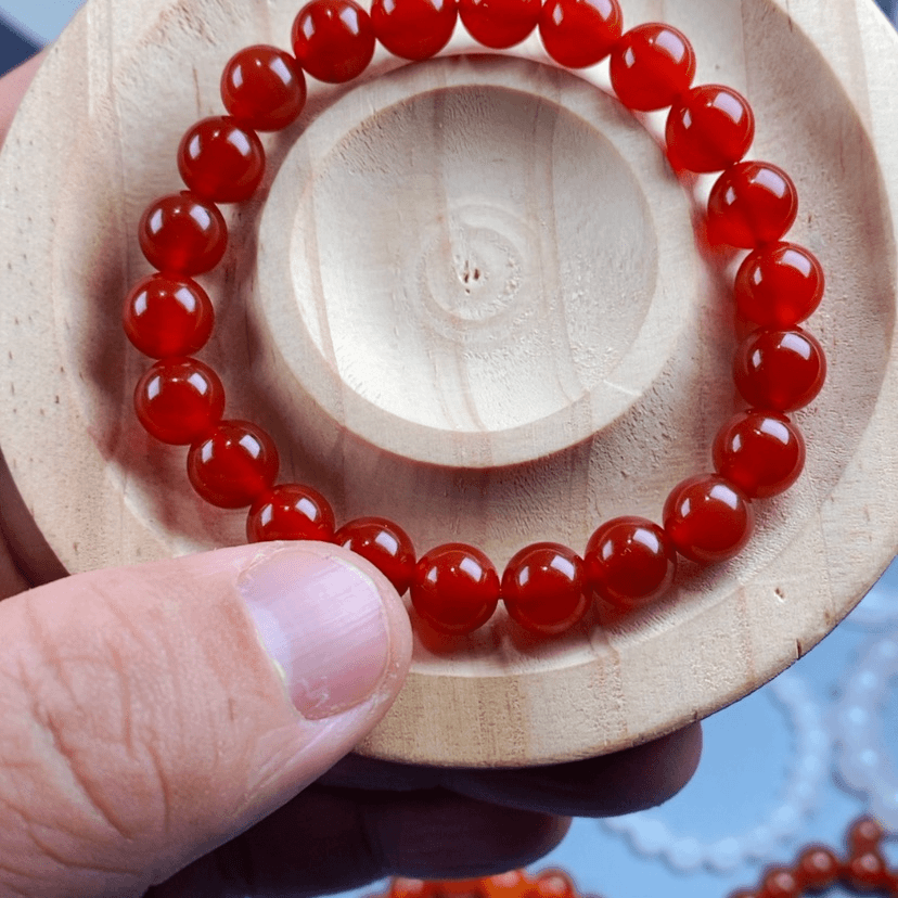 【闪购商品】玛瑙/玉髓手链未镶嵌红玛瑙手串8mm