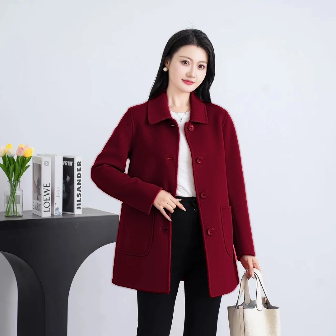 2024秋季新款双面羊毛短外套女显高显瘦洋气百搭时尚款大衣2