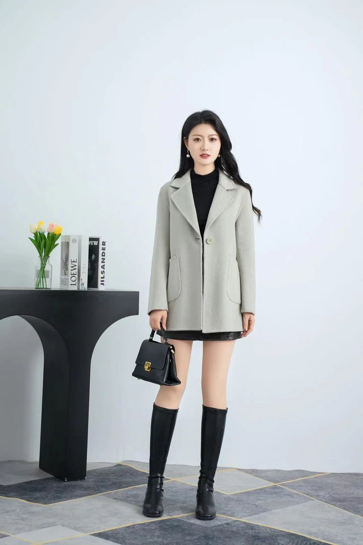 2025小个子短款双面羊毛大衣时尚百搭显瘦手工气质洋气双面呢大衣