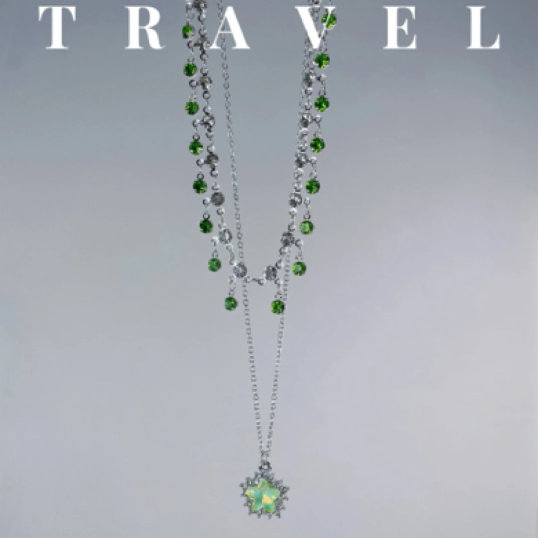 合金玻璃项链 原创流苏项链绿野仙踪气质小众个性时尚颈链