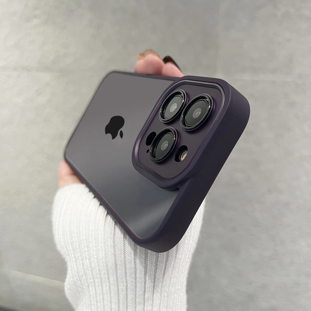 全包镜头适用苹果14promax暗紫色手机壳iphone14pro气囊防摔13透