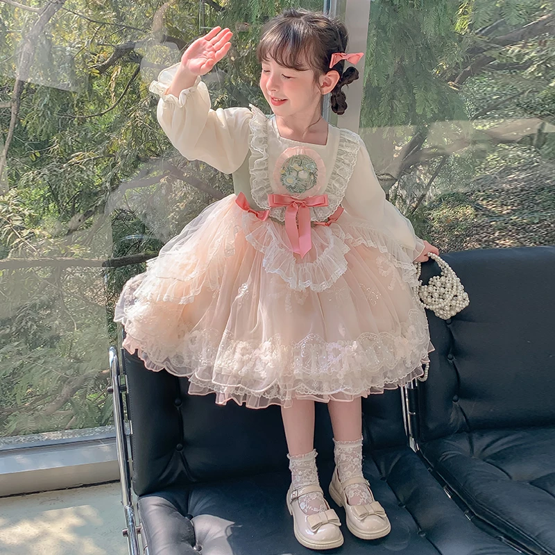 尤画春秋女童洋气款宝宝长袖时髦连衣裙超仙网纱蓬蓬裙66001