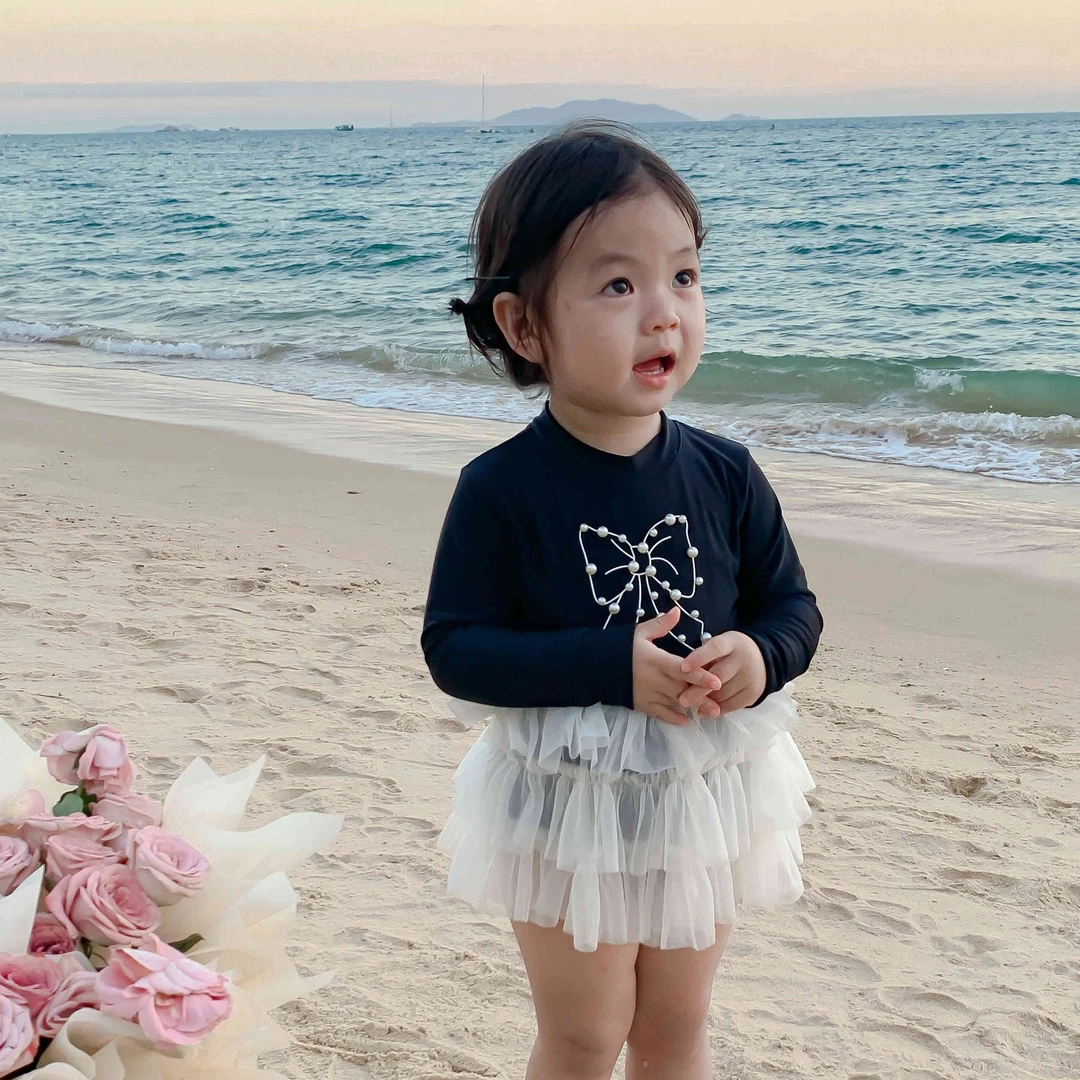 【水手宝宝】设计师原创高端设计夏季长袖韩版连衣裙女宝宝泳装3439