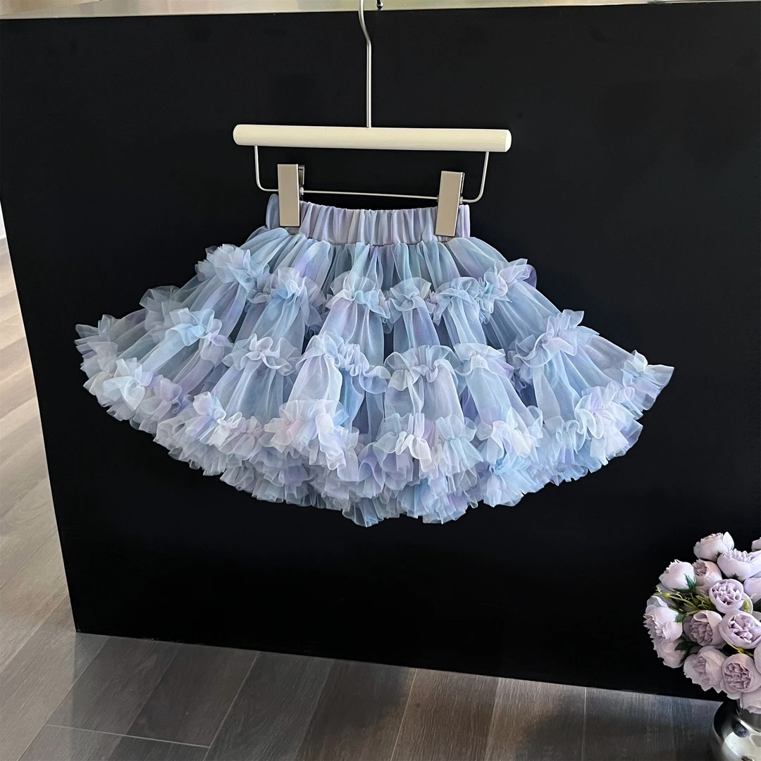 蕾丝白色网纱裙女童蓬蓬裙凸凸裙子公主裙舞蹈女孩突突裙 63531