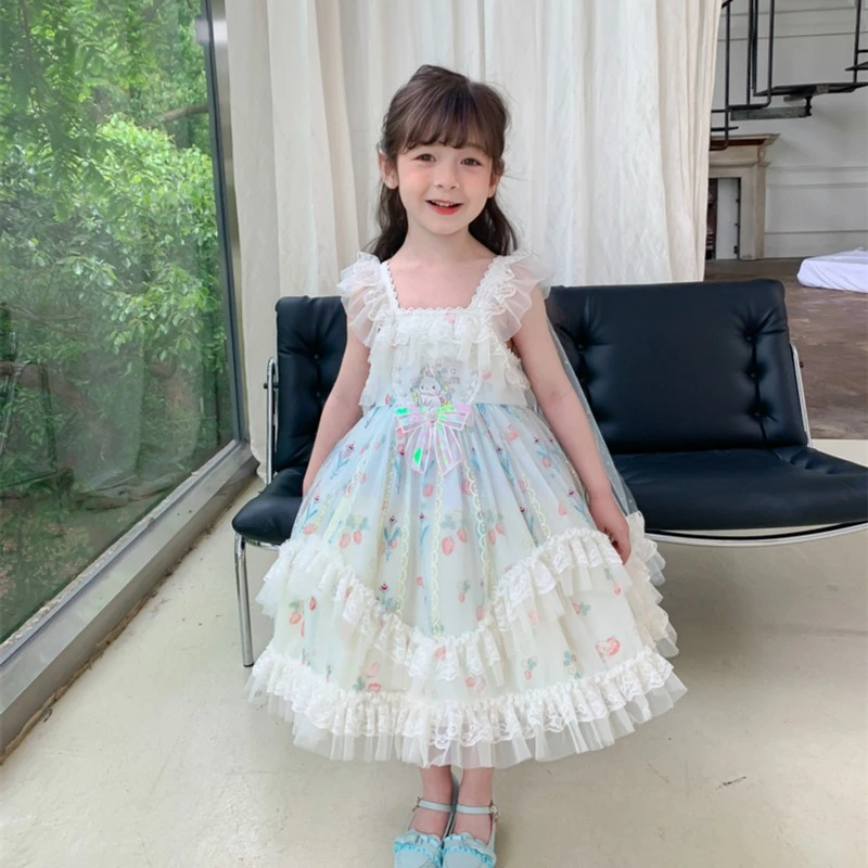 【萌娃夏季穿搭】高端定制夏季女童温柔甜美洋气彩花束洛丽塔63268