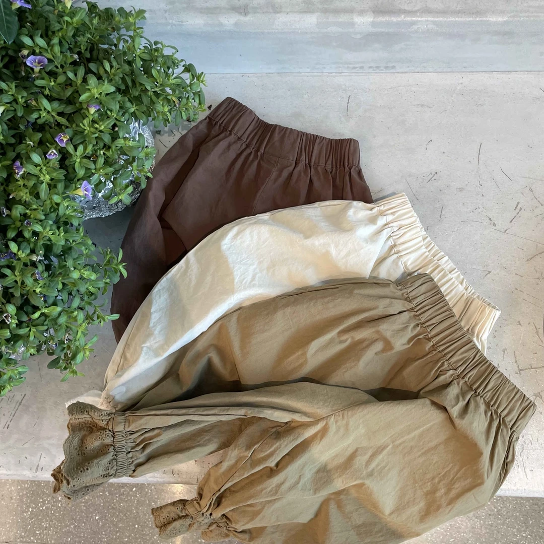 【尤画】设计师原创高端定制夏季洋气穿搭纯色花边九分裤63231