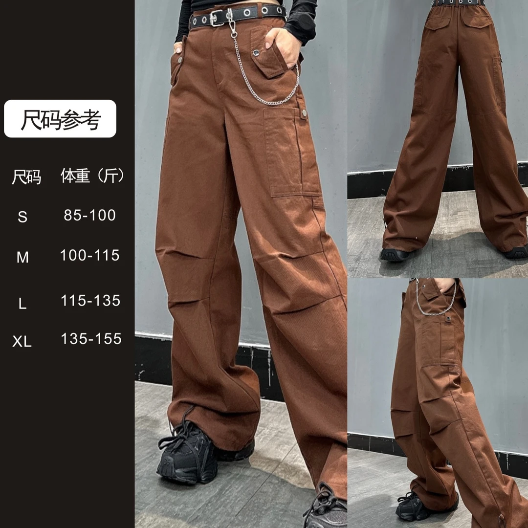E-183-裤子2023新款简约时尚阔腿高腰显瘦工装休闲裤XL999