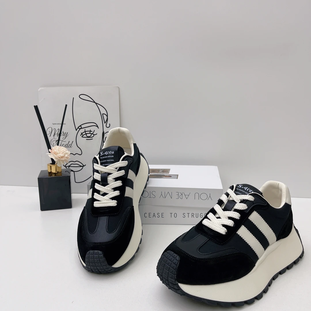 米莱Jiaer/时尚洋气休闲两条杠厚底阿甘鞋3009-61