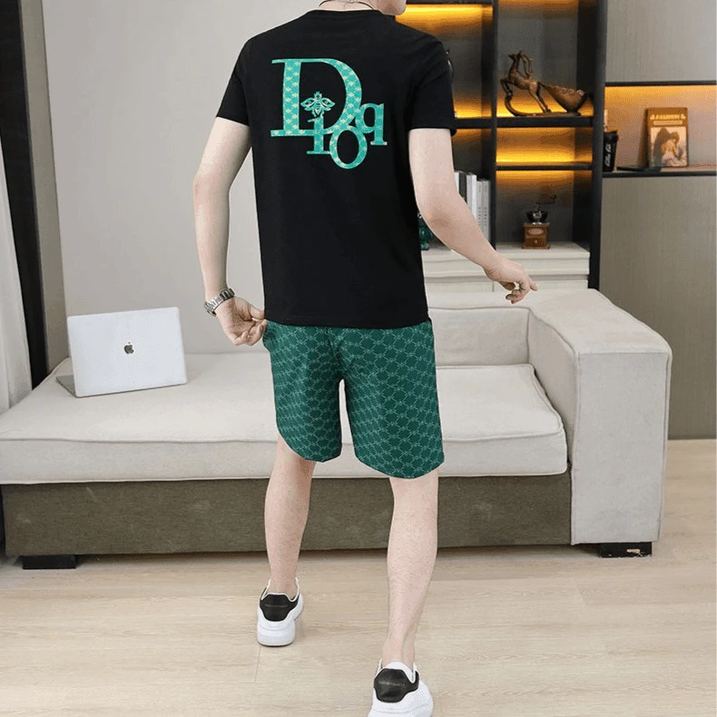 【专柜正品】夏季新款男女同款情侣潮流休闲透气短袖五分裤两件套