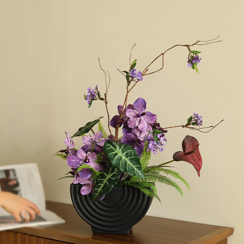 半圆万代兰思之专属仿真花假花下餐桌花客厅逼真摆件家居装饰