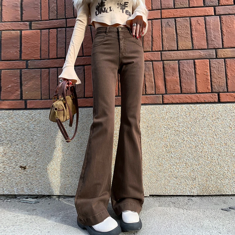 缘祺雅显瘦高腰秋冬小脚裤牛仔裤黑色弹力紧身喇叭裤修身裤子百搭