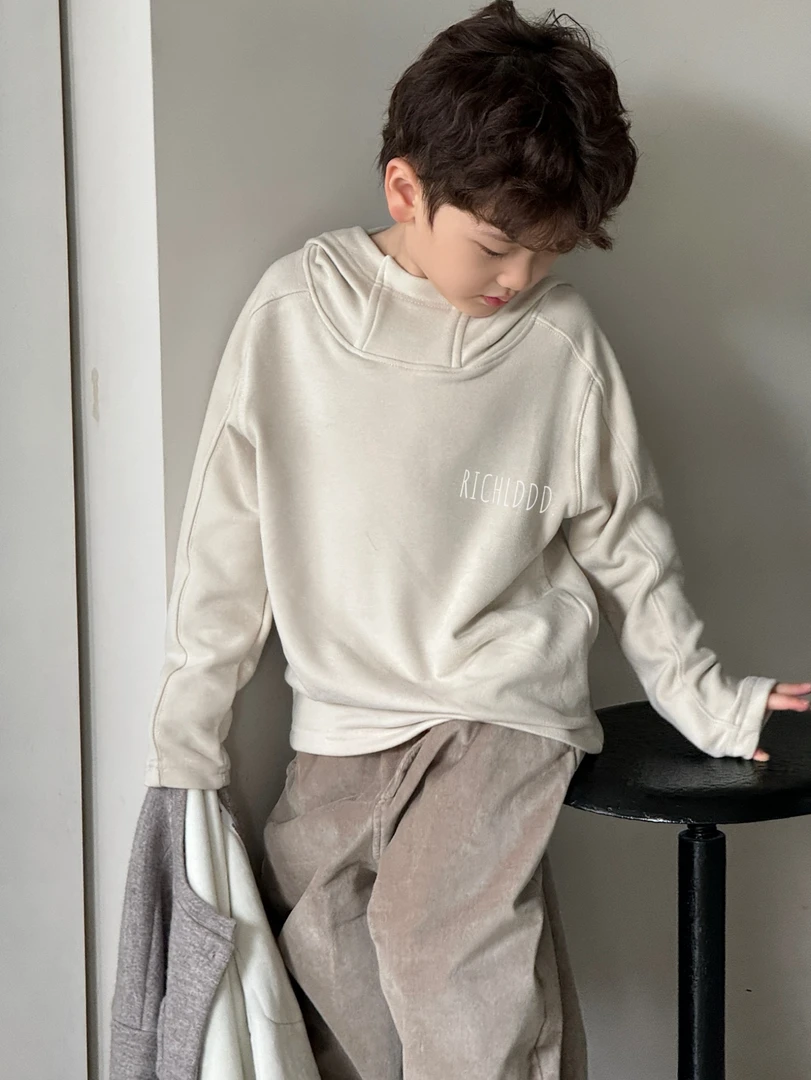 卤蛋童装【半岛艺术生】 软糯连帽磨毛打底连帽衫男女童1066