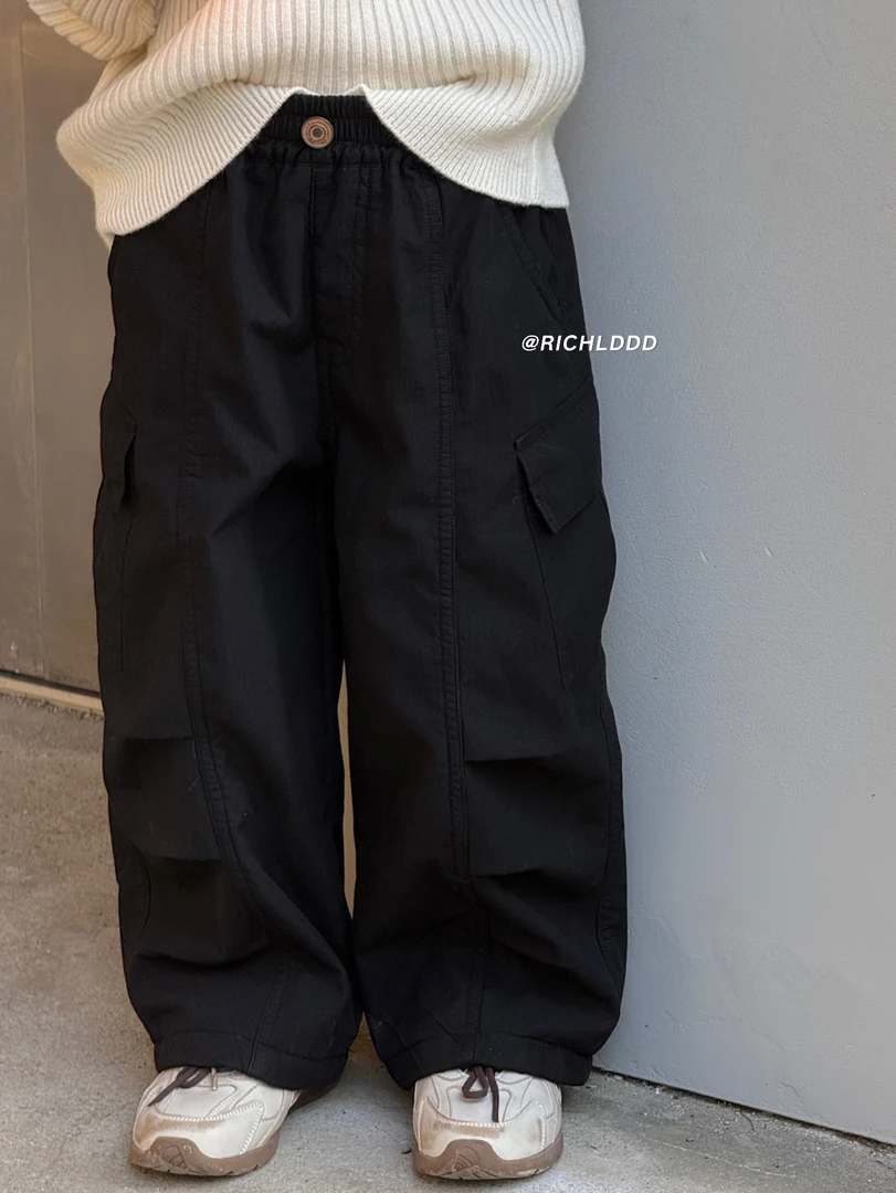 NO退NO换【时髦工装 】黑色加绒工装裤男女童韩1179