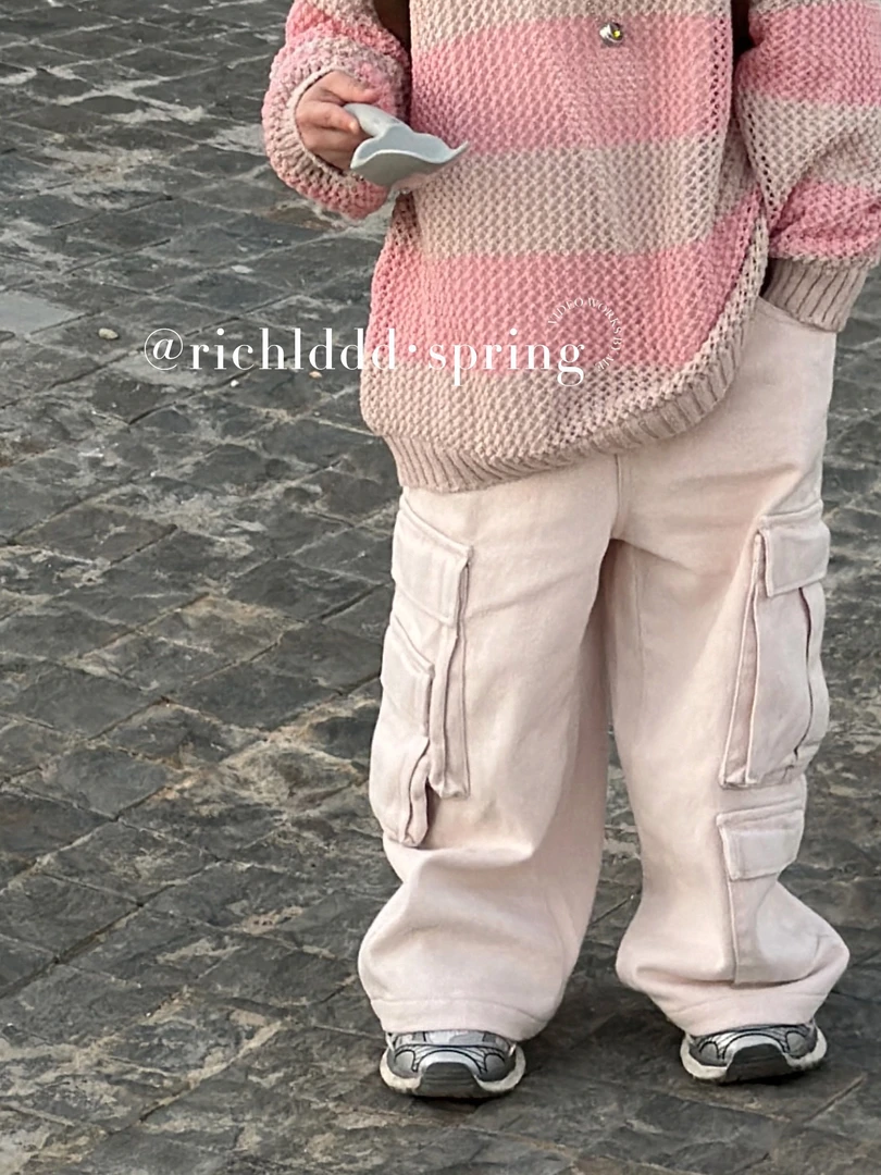 No退no换【海岛浪漫】春粉色翻袋2.0大口袋重磅牛仔裤