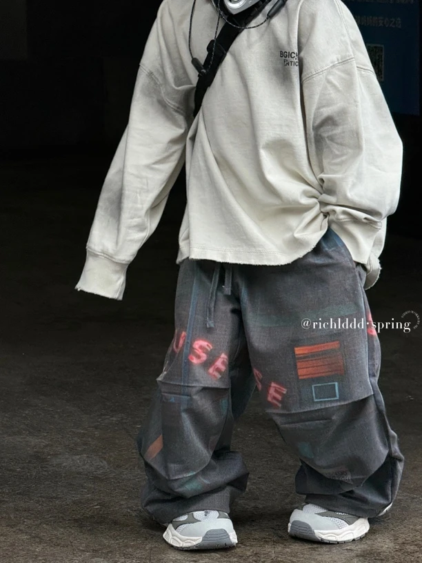 【春】卤蛋童装：街头辣孩超童数码印花休闲裤TR面料