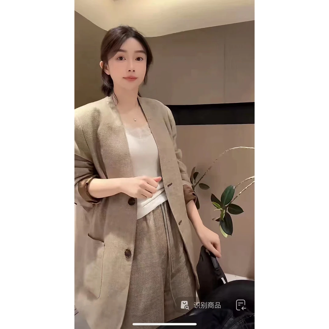 ZHUIMU.【简约英伦】秋季气质简约休闲V领两粒扣西装外套套装ZM7536