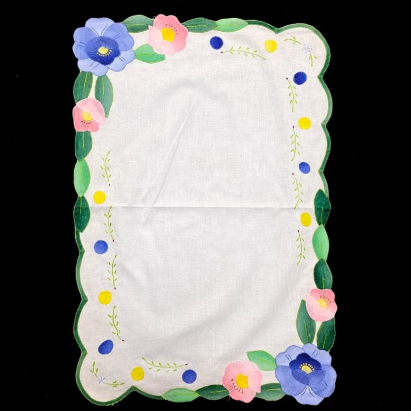 E14 彩色（35*55cm长方形）贴布绣餐垫（微姜黄）