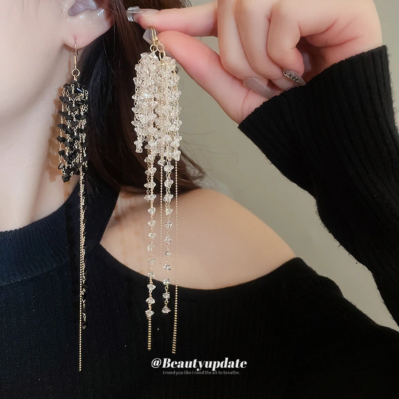 铜合金耳饰 超仙珠流苏耳环时尚气质个性耳坠小众夸张设计耳饰轻