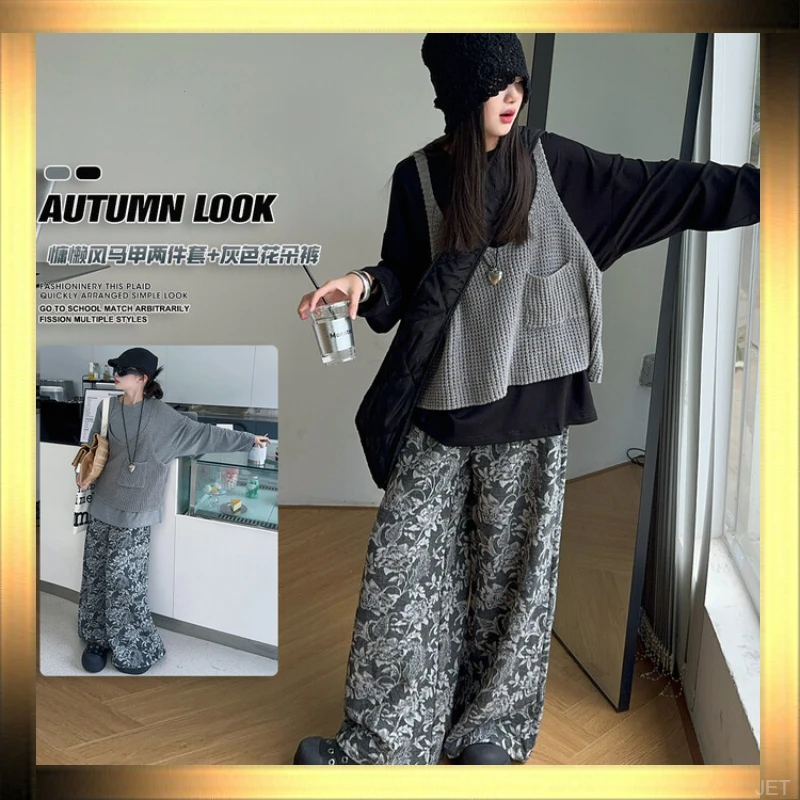 洋气新款女运动裤裤子马甲女童秋三件套20季T恤24春秋孩休闲宽松