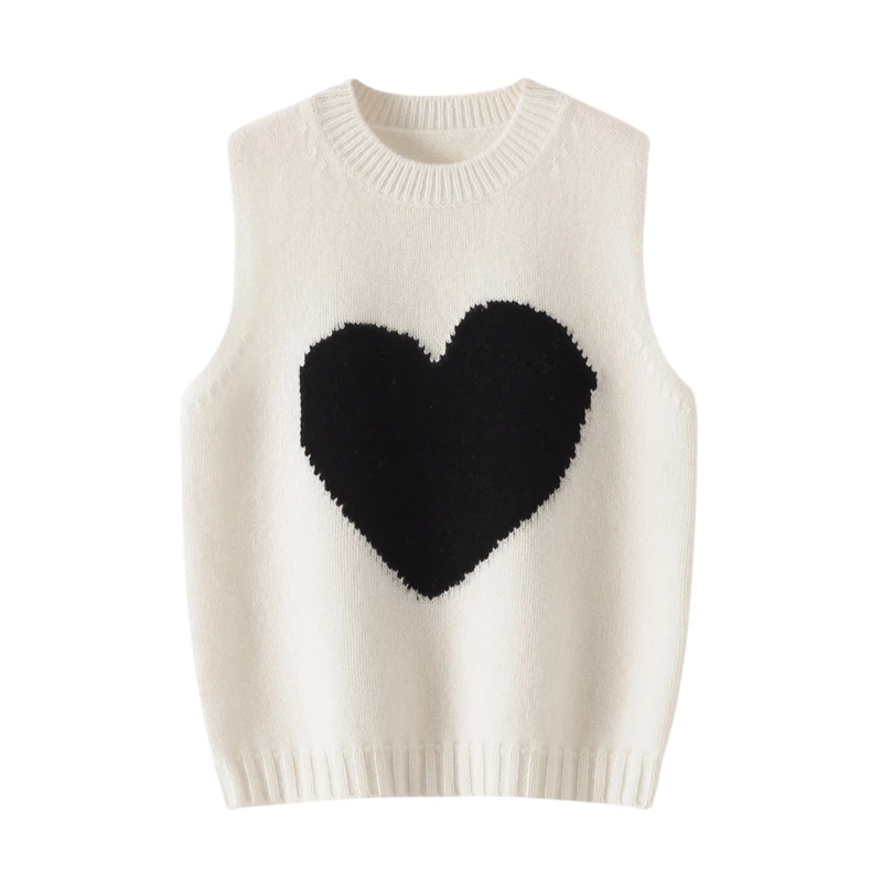 秋冬爱心羊毛马甲儿童加厚圆领男童背心中大童打底针织坎肩女童