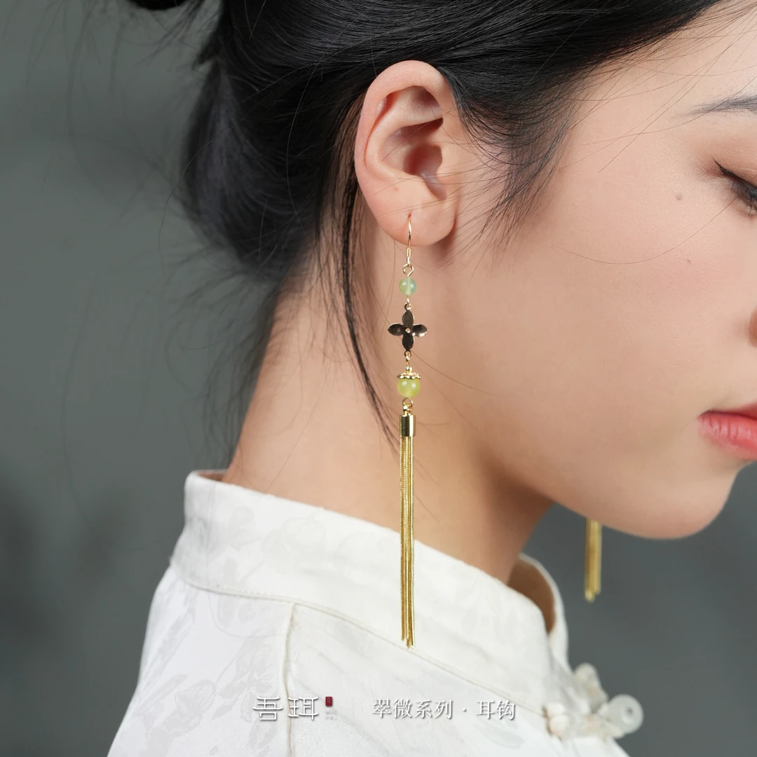 吾珥 铜合金耳饰 吾珥 翠微系列·耳钩/WEEG115 原创设计新中式