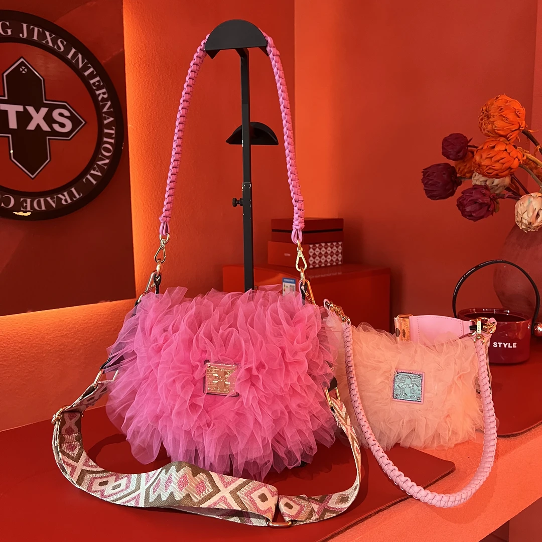 JTXS【原创设计】蕾丝纱款新中式刀切蕾丝纱包轻纱薄纱包单肩斜挎包