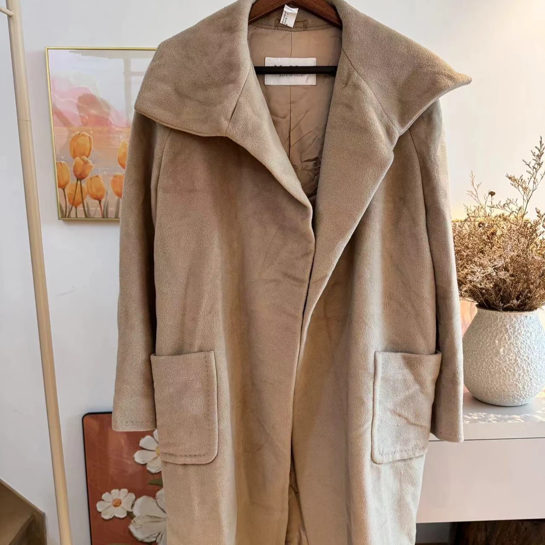 99新 MaxMara MAXMARA驼色 翻领 大衣 99新 34码 A089