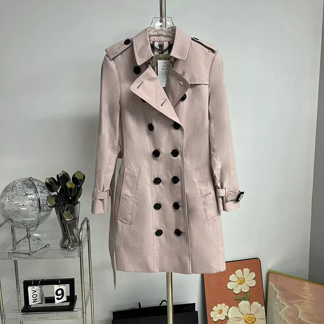 99新 BURBERRY/博柏利 粉色 中长款 风衣 99新 6码 A414