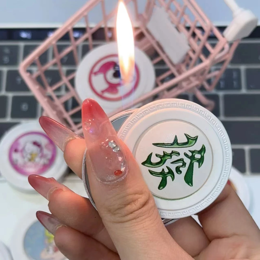 网红卡通麻将旋转圆形创意打火机可爱金属充气小巧送男友女友礼物