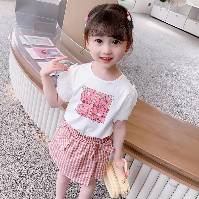 女童时髦短袖套装洋气夏装2023新款中小童女孩夏季裙裤两件套童装