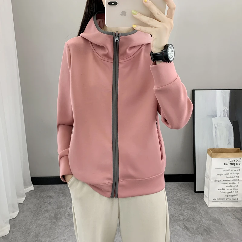 秋冬季新款户外运动卫衣女士时尚连帽休闲轻薄开衫抓绒衣百搭外套