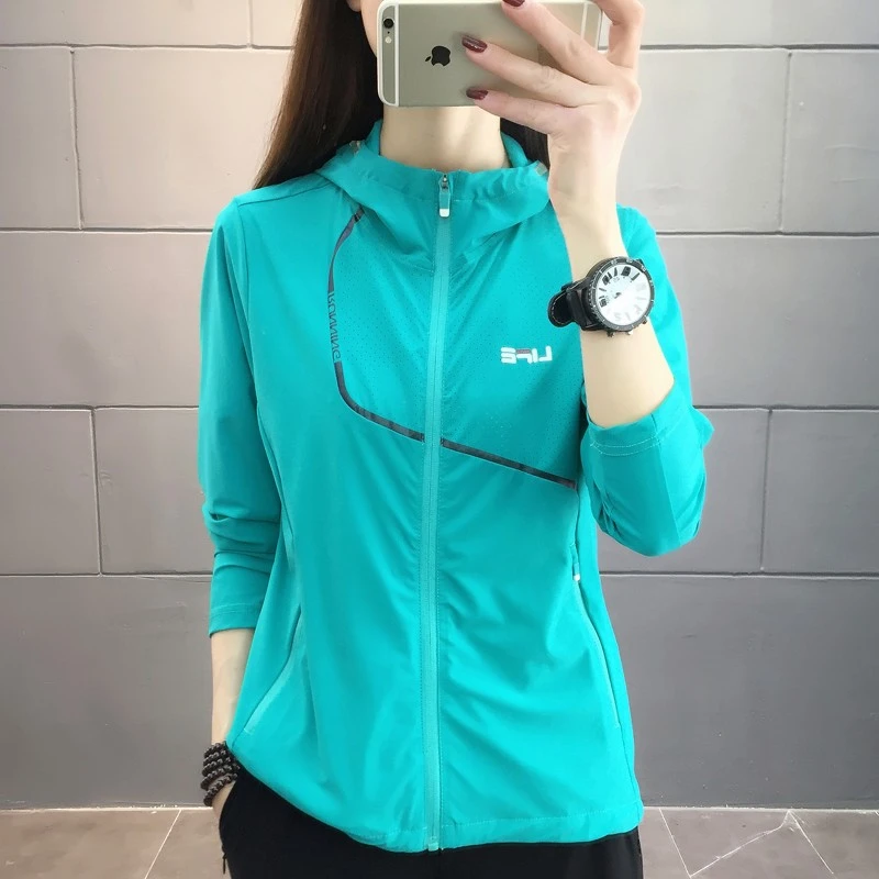 防晒衣女夏季冰丝速干防晒衫轻薄透气网眼带帽长袖防晒服薄款外套
