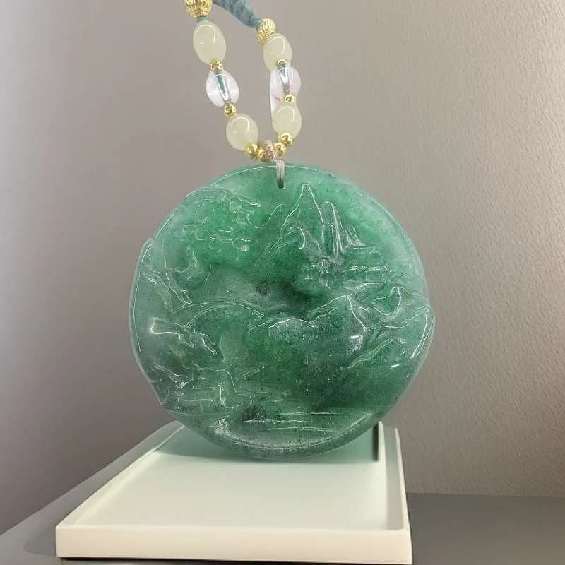 （库存处理）--高定珠宝山水牌吊坠东陵玉X554