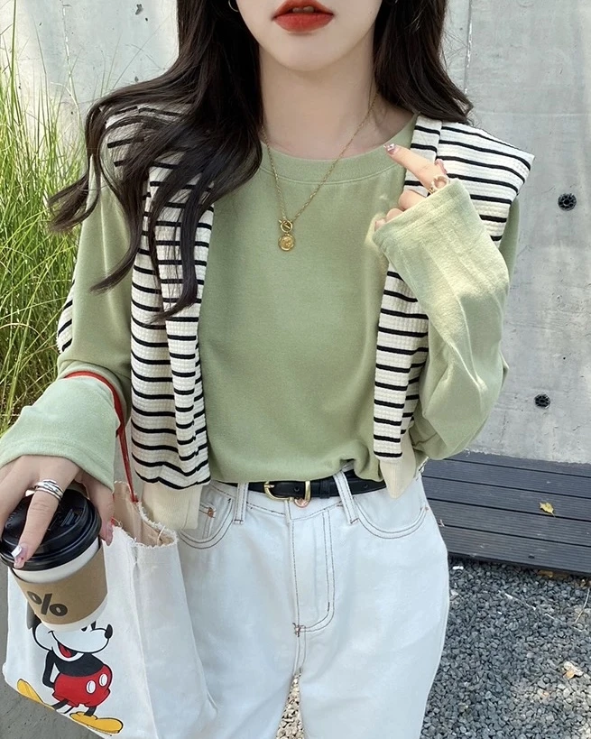 SHIY多巴胺少女基础百搭纯色内搭针织衫