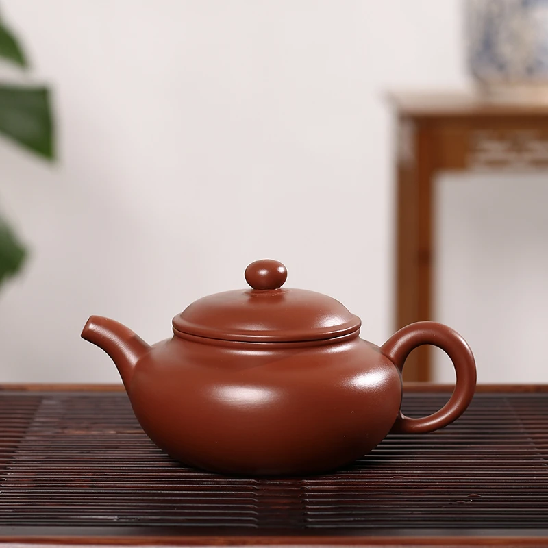 【晴紫阁】潮州朱泥大容量手工仿古手拉壶球孔冲茶罐功夫工夫家用潮