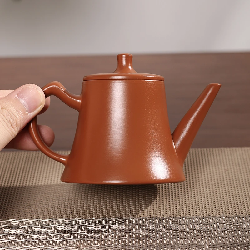 【晴紫阁】潮州朱泥手拉开运壶迷你三杯功夫小茶壶纯手工中式全手工