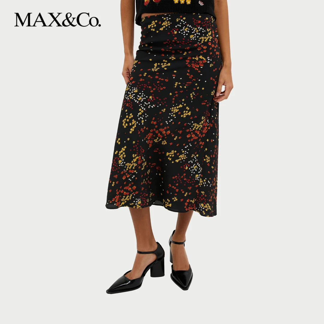 MAX&Co.2024秋冬新款女装双绉半身裙中长裙6106024102maxco