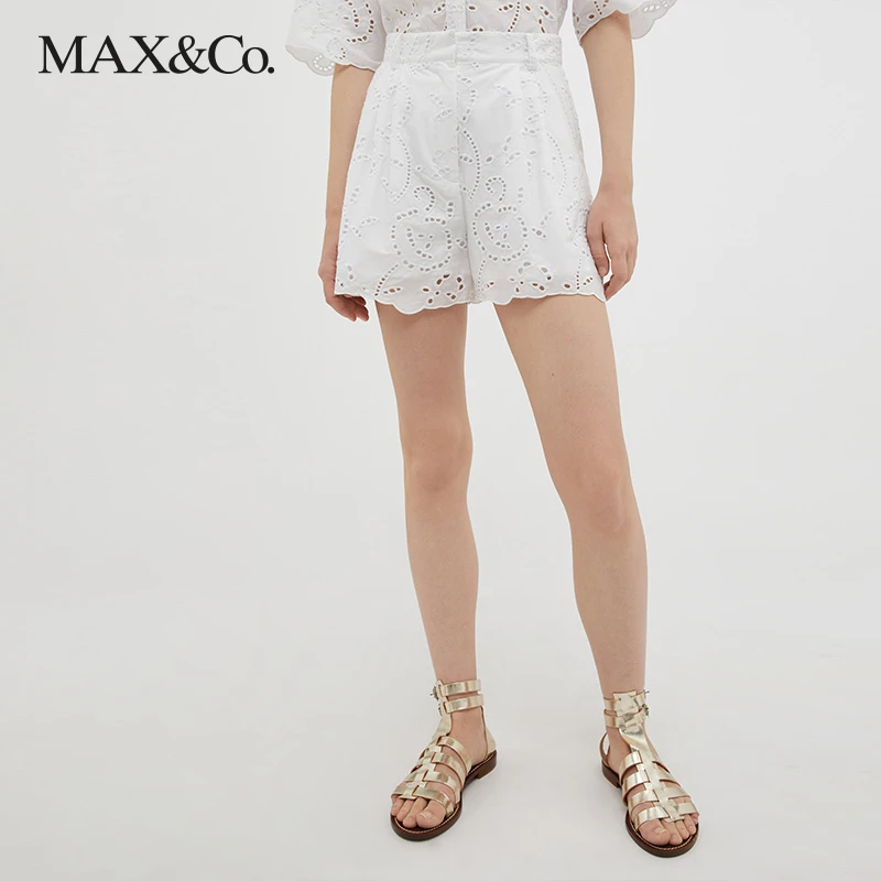 MAX&Co.春夏英格兰镂空花纹棉质短裤7141023003