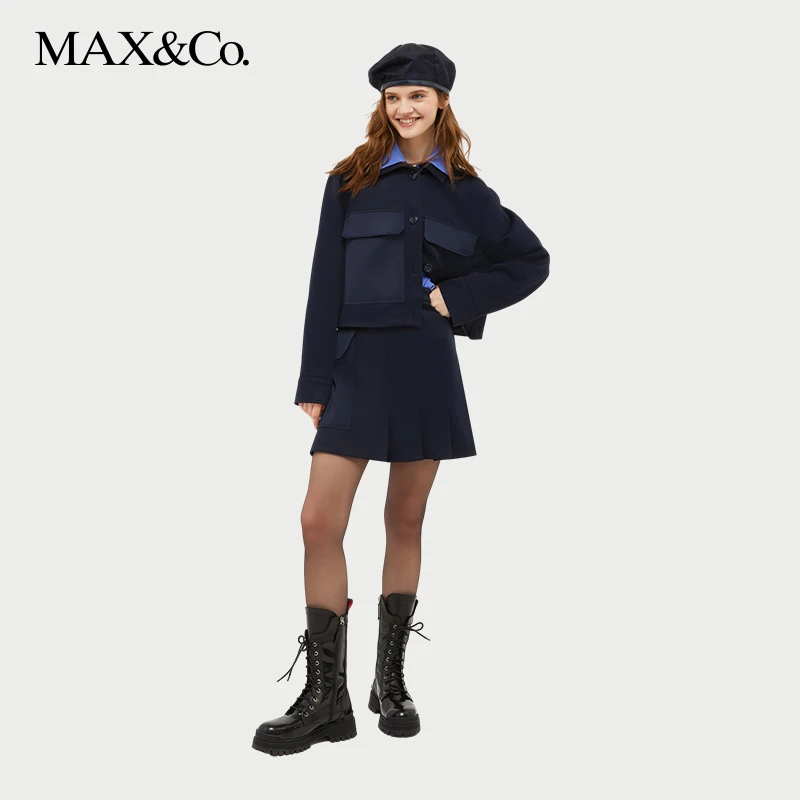 MAX&Co.2024春夏新款女装百褶半身裙短裙6771014102maxco