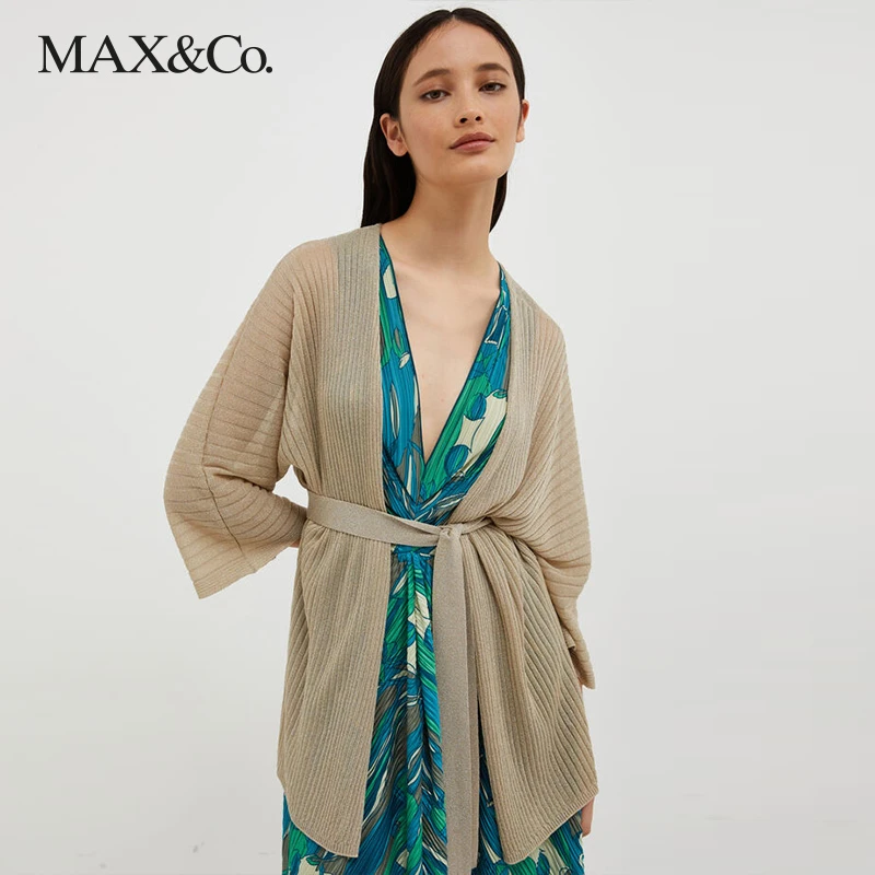 MAX&Co.秋冬罗纹亮丝针织外搭开衫7344033003时尚
