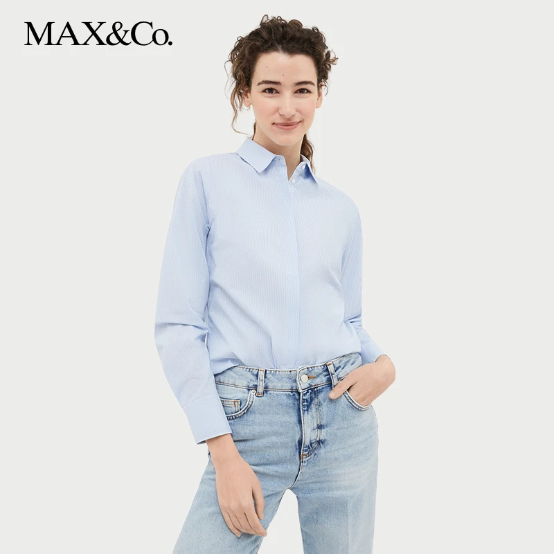 MAX&Co.2024春夏新款女装全棉府绸衬衫8111014402maxco