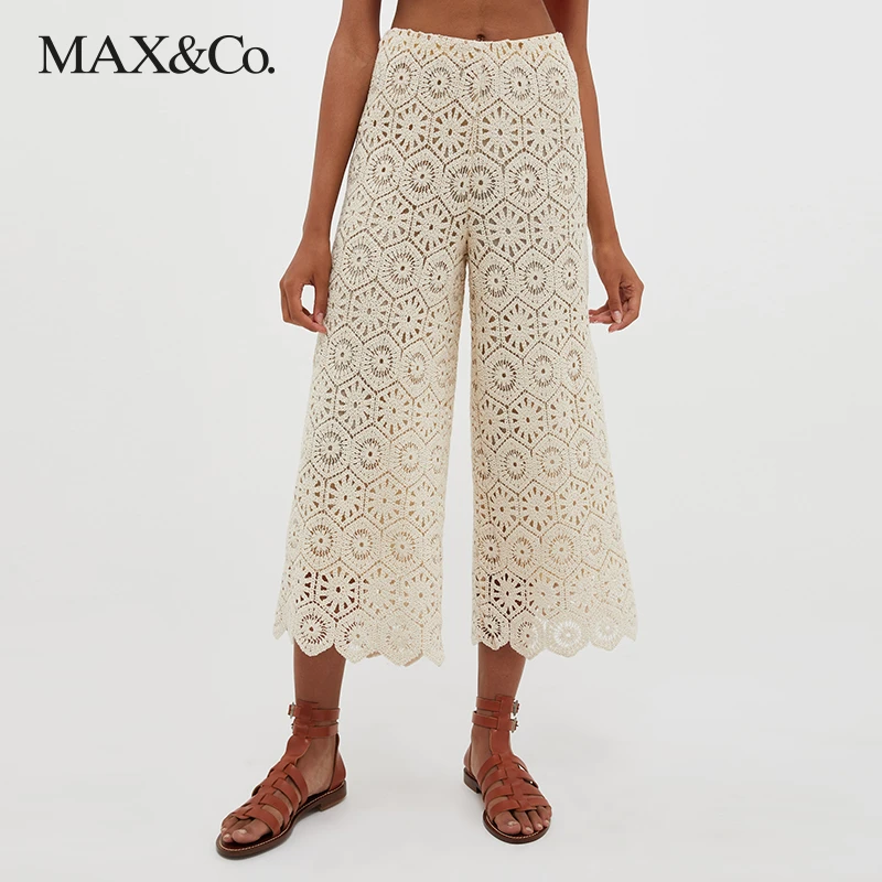 MAX&Co.2023春夏 编织款镂空花纹针织长裤7781053003001maxco