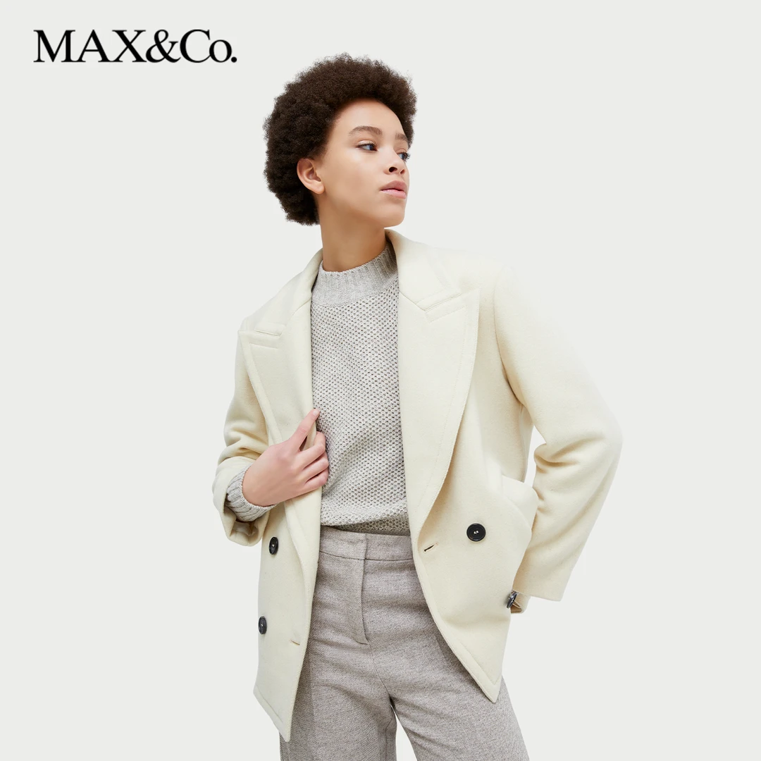 MAXCo.秋冬女装原色羊毛混纺水手大衣6086034402